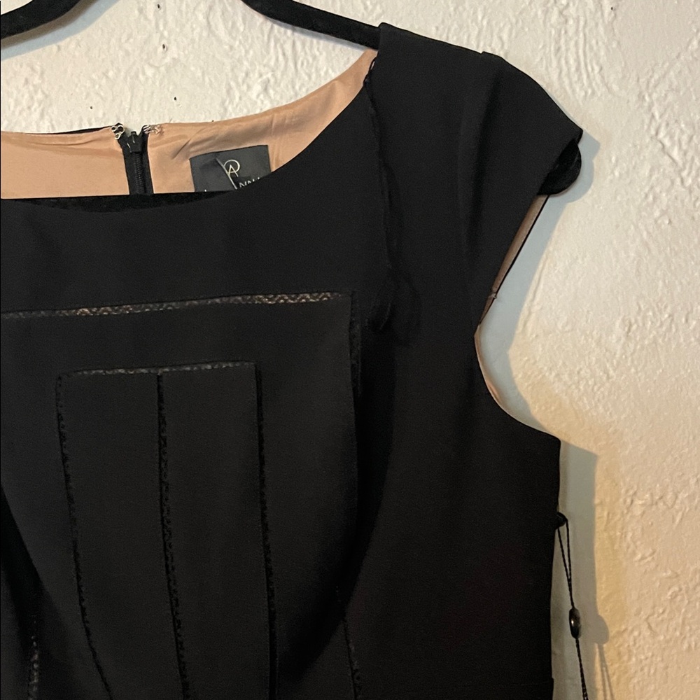 Adrianna Papell Crepe Sheath Dress with Lace Insets - Picture 4 of 8
